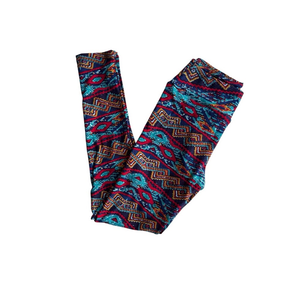 Brand new! LuLaRoe OS Aztec Leggings on navy background